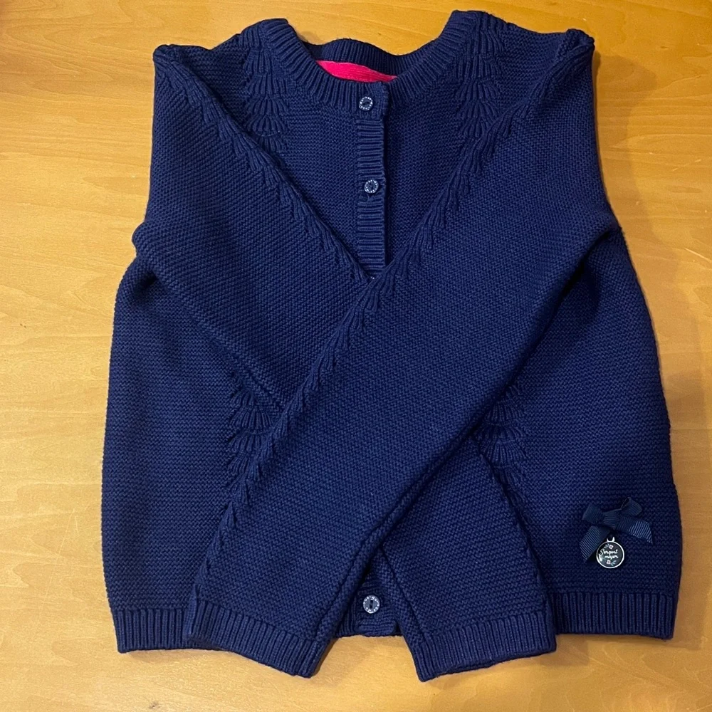 Sergent Major Navy Blue Sweater Cardigan Knit Design Sweater, Size 9, (134cm)